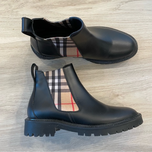 🤎🖤Burberry🤎🖤Allostock Leather Vintage Check Chelsea Booties - Picture 12 of 12